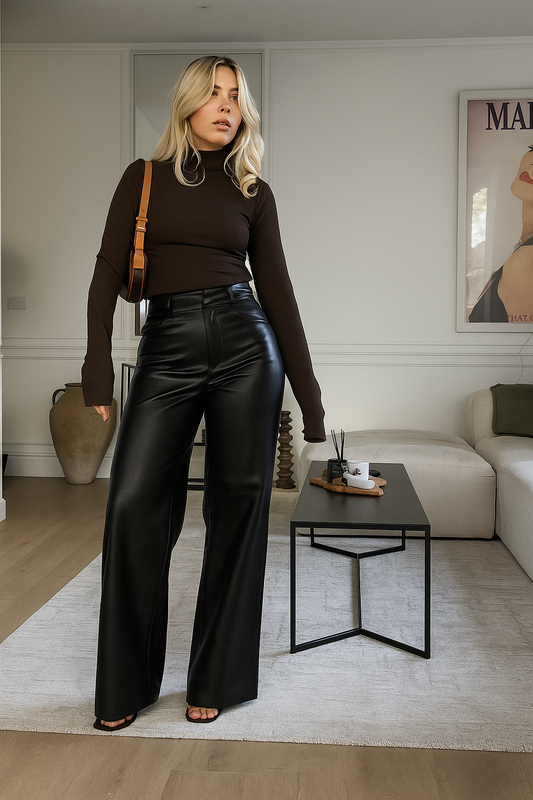 pantalon élégant femme en cuir