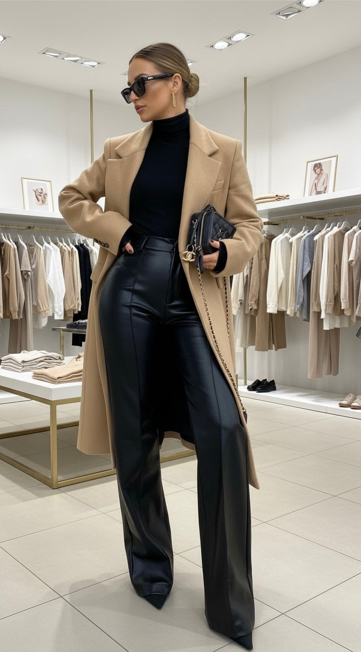 pantalon élégant femme en cuir