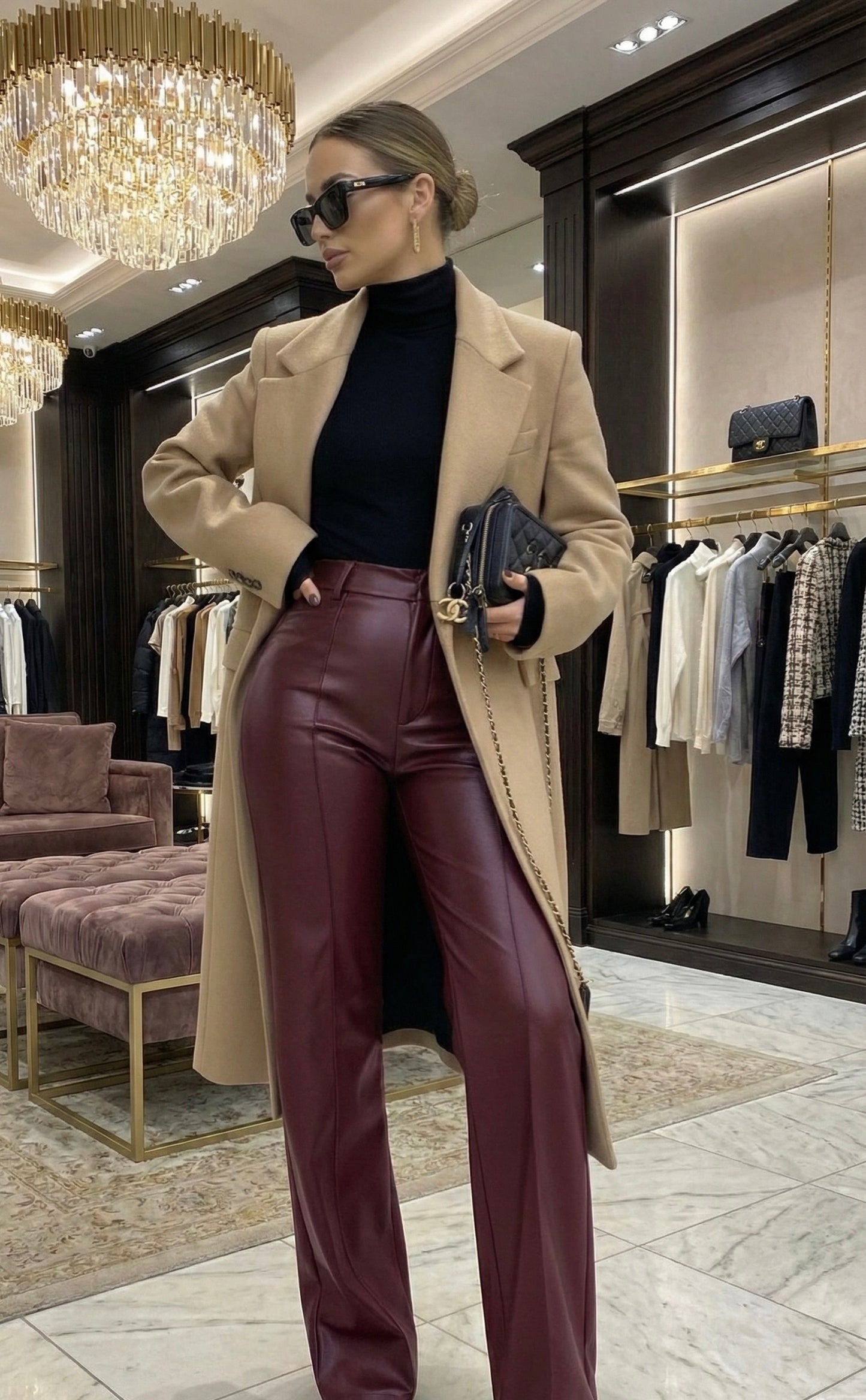 pantalon élégant femme en cuir